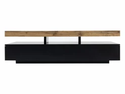 Hot Mesa de centro con 2 cajones de MDF - Negro y natural claro - FELIX Mesa De Centro