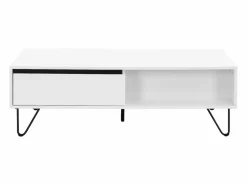 Outlet Vente-unique Mesa de centro con 2 cajones y 2 estantes de MDF y acero - y negro - ABUJA Blanco