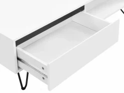 Outlet Vente-unique Mesa de centro con 2 cajones y 2 estantes de MDF y acero - y negro - ABUJA Blanco