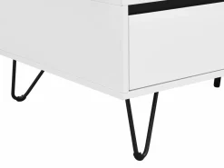 Outlet Vente-unique Mesa de centro con 2 cajones y 2 estantes de MDF y acero - y negro - ABUJA Blanco