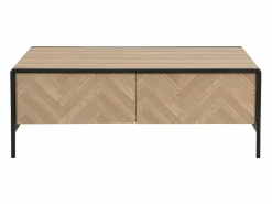 Outlet Mesa de centro con 2 cajones de MDF y acero - Natural claro y Negro - TUMACO Mesa De Centro