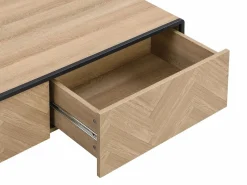 Outlet Mesa de centro con 2 cajones de MDF y acero - Natural claro y Negro - TUMACO Mesa De Centro