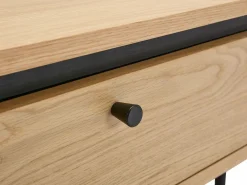 New Mesa de centro con 2 cajones chapado en roble y metal - Natural claro y Negro - CARDIONA Mesa De Centro