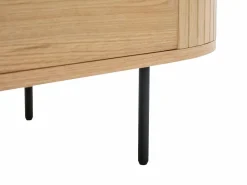 New Mesa de centro con 2 cajones chapado en roble y metal - Natural claro y Negro - CARDIONA Mesa De Centro