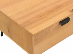 Best Mesa de centro con 2 cajones y 2 estantes chapado en roble y acero - Natural y Negro - SINOLO Mesa De Centro