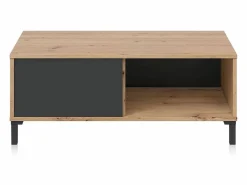 Online Calicosy Mesa de centro con 2 compartimentos de almacenamiento - L100 cm - Brooklyn Negro / Color natural claro