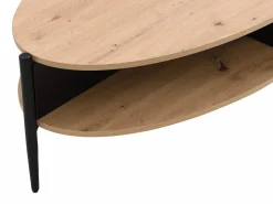 Vente-unique Mesa de centro con 4 estantes de MDF y metal - Natural claro y Negro - EVARO