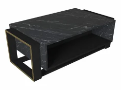 Best Mesa de centro con 1 estante - Efecto mármol y dorado - COMEBI Mesa De Centro
