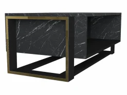 Best Mesa de centro con 1 estante - Efecto mármol y dorado - COMEBI Mesa De Centro