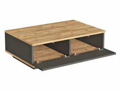 Outlet Mesa de centro con 2 puertas - Natural Claro y Antracita - LOTULA Mesa De Centro
