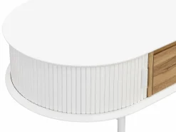 Vente-unique Mesa de centro con 2 puertas correderas y 1 cajón de MDF - Natural y blanco - VELURANI