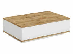 Hot Mesa de centro con 2 puertas - Natural y Blanco - LOTULA Mesa De Centro