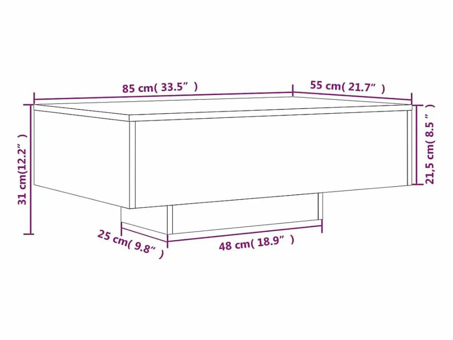 Mesa de centro con luces LED 85x55x31 cm Mesa De Centro
