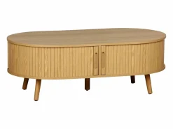Sale Sweeek Mesa de centro con puertas correderas y efecto madera natural Color natural claro