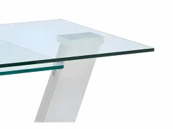 New Maison Céphy Mesa de centro con tableros giratorios - Vidrio templado y acero inoxidable - Transparente - OYRUS Transparente / Plateado