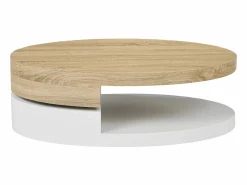 Clearance Vente-unique Mesa de centro con tablero pivotante - MDF - Natural y blanco VITALY Color natural claro / Blanco