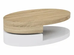 Clearance Vente-unique Mesa de centro con tablero pivotante - MDF - Natural y blanco VITALY Color natural claro / Blanco