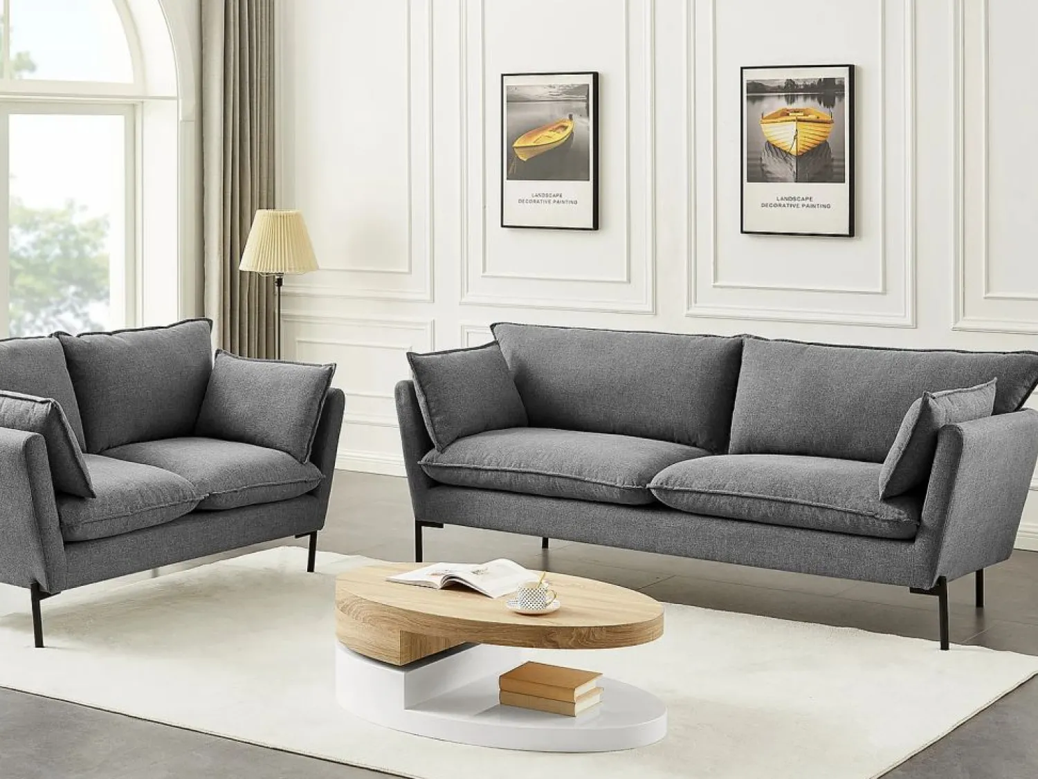 Clearance Vente-unique Mesa de centro con tablero pivotante - MDF - Natural y blanco VITALY Color natural claro / Blanco