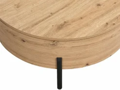Sale Mesa de centro con tablero giratorio en MDF y acero - Natural - YEMELIA Mesa De Centro