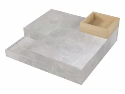Hot Merax Mesa de centro cuadrada con caja de almacenamiento extraíble - patrón de mármol - color Gris