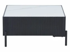 Mesa de centro de cerámica, MDF y metal - Negro y blanco - CYNDORA Mesa De Centro