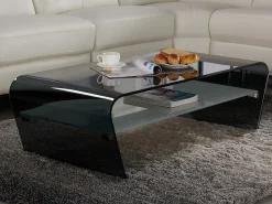 Vente-unique Mesa de centro de cristal templado negro y blanco KELLY