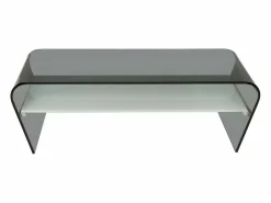 Vente-unique Mesa de centro de cristal templado negro y blanco KELLY