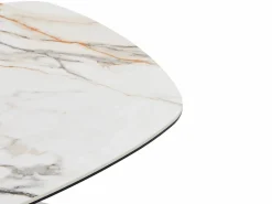 Mesa de centro de cristal templado, cerámica y metal - Efecto mármol - DERIYA Mesa De Centro