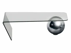 Vente-unique Mesa de centro de cristal templado y de acero MUNDO