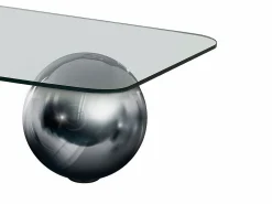 Vente-unique Mesa de centro de cristal templado y de acero MUNDO