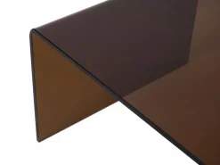 Vente-unique Mesa de centro de cristal templado curvado - Marrón - ALONZO