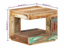 Discount vidaxl Mesa de centro de madera maciza reciclada 45x45x40 cm Color natural claro