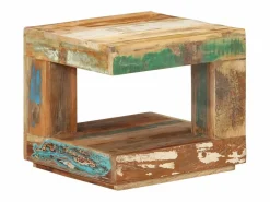 Discount vidaxl Mesa de centro de madera maciza reciclada 45x45x40 cm Color natural claro