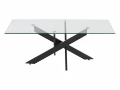 Vente-unique Mesa de centro de vidrio templado y metal negro - Transparente - COSIMA