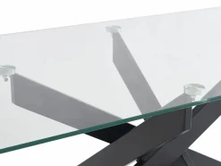 Vente-unique Mesa de centro de vidrio templado y metal negro - Transparente - COSIMA