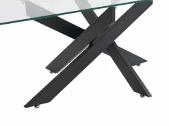 Vente-unique Mesa de centro de vidrio templado y metal negro - Transparente - COSIMA