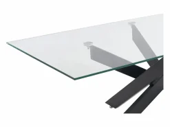 Vente-unique Mesa de centro de vidrio templado y metal negro - Transparente - COSIMA
