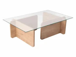 Vente-unique Mesa de centro de vidrio templado - Natural claro y Transparente - AZRA