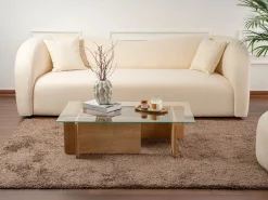 Vente-unique Mesa de centro de vidrio templado - Natural claro y Transparente - AZRA