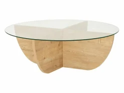 Vente-unique Mesa de centro de vidrio templado AYSUN - Natural, transparente y transparente