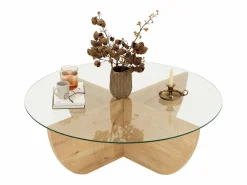 Vente-unique Mesa de centro de vidrio templado AYSUN - Natural, transparente y transparente