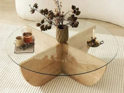 Vente-unique Mesa de centro de vidrio templado AYSUN - Natural, transparente y transparente