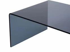 Hot Mesa de centro de vidrio templado curvado y ahumado - Negro - ALONZO Mesa De Centro