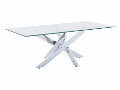 Discount Vente-unique Mesa de centro de vidrio templado y metal cromado - Transparente - COSIMA Transparente / Plateado