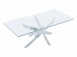 Discount Vente-unique Mesa de centro de vidrio templado y metal cromado - Transparente - COSIMA Transparente / Plateado