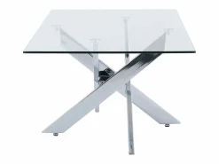 Discount Vente-unique Mesa de centro de vidrio templado y metal cromado - Transparente - COSIMA Transparente / Plateado