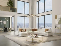 Online Vente-unique Mesa de centro design - Mármol y metal - Blanco y Dorado - ARETHA Blanco / Dorado