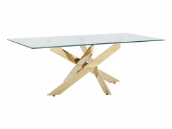Sale Mesa de centro en cristal templado y metal dorado - Transparente - COSIMA Mesa De Centro