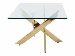 Sale Mesa de centro en cristal templado y metal dorado - Transparente - COSIMA Mesa De Centro