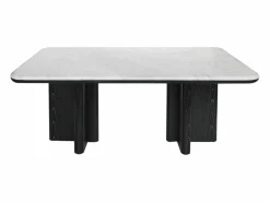 Best Vente-unique Mesa de centro en mármol y chapa de fresno - Blanco y negro - ZANESKA Negro / Blanco